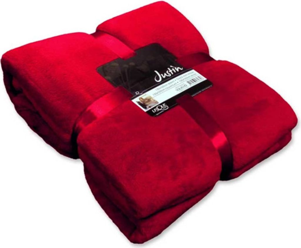Mikrofaserdecke Kuscheldecke Plaid Justin rot XL 150x200cm Produktbild 
