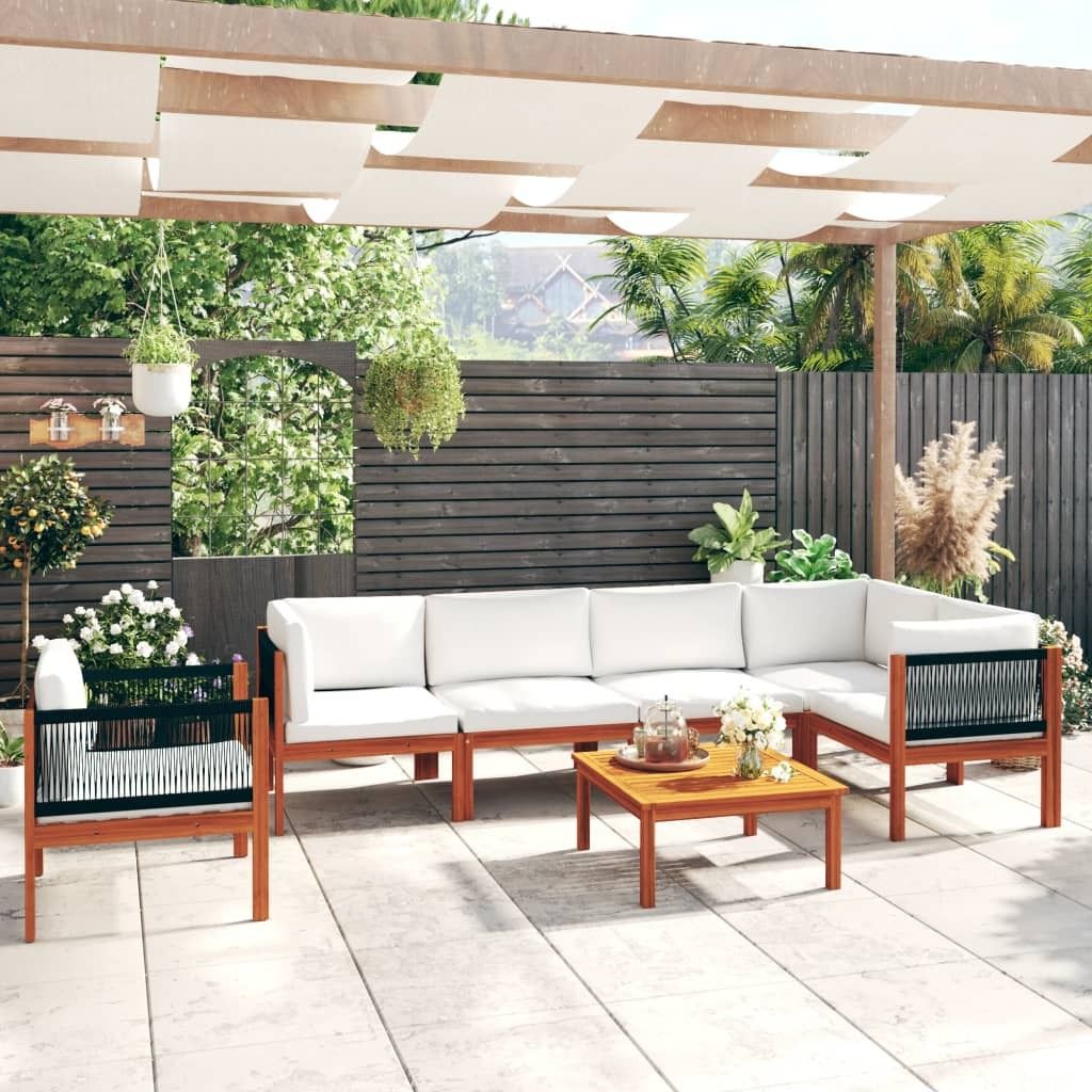 Maison Exclusive - 7-teiliges Garten-Lounge-Set mit Kissen Creme 63 x 63 cm