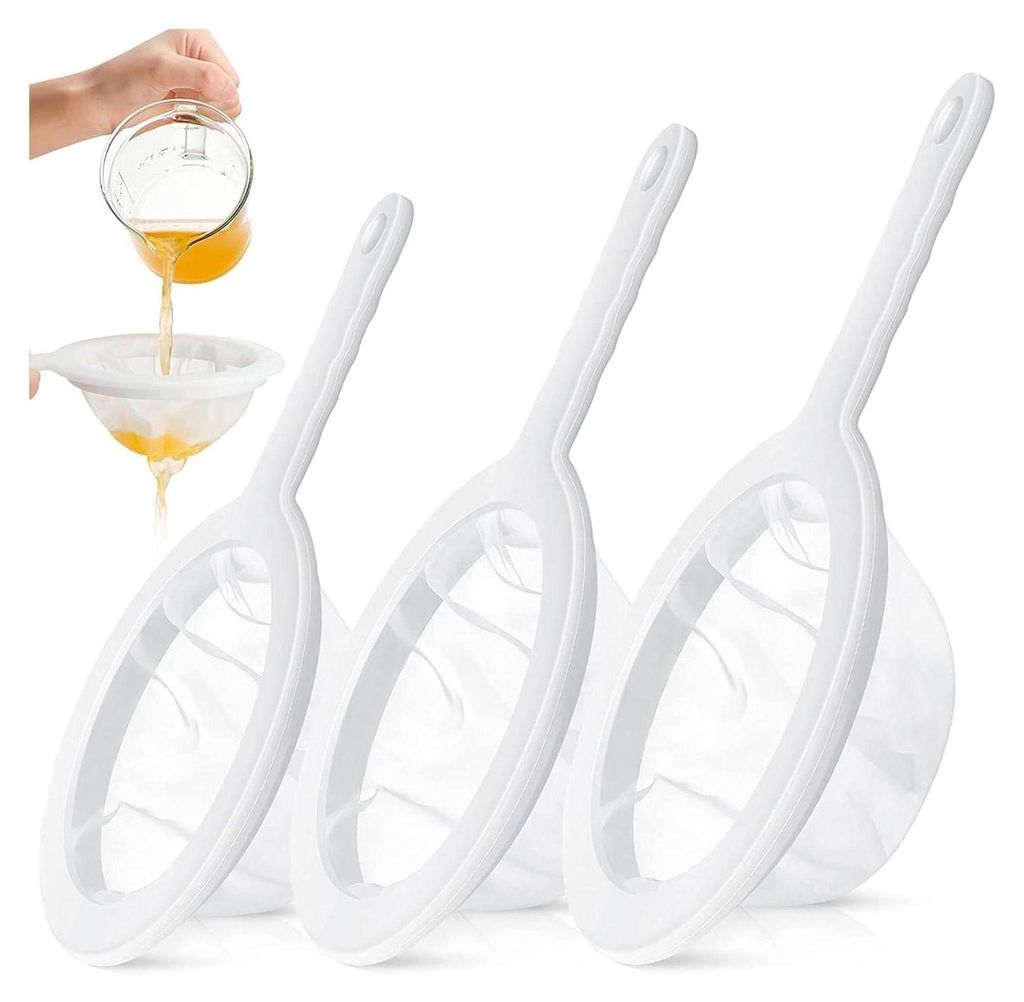 3 Stück Sieb Fein mit Griff 200/300/400 Mesh Haarsieb Küche Produktbild 