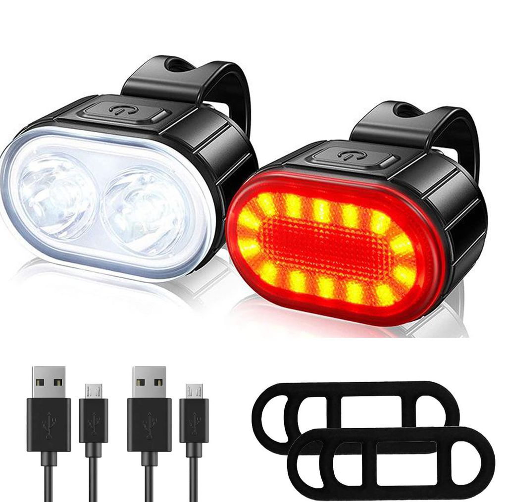 Fahrradlampe Rücklicht Set LED Fahrrad Licht USB Fahrradbeleuchtung Scheinwerfer