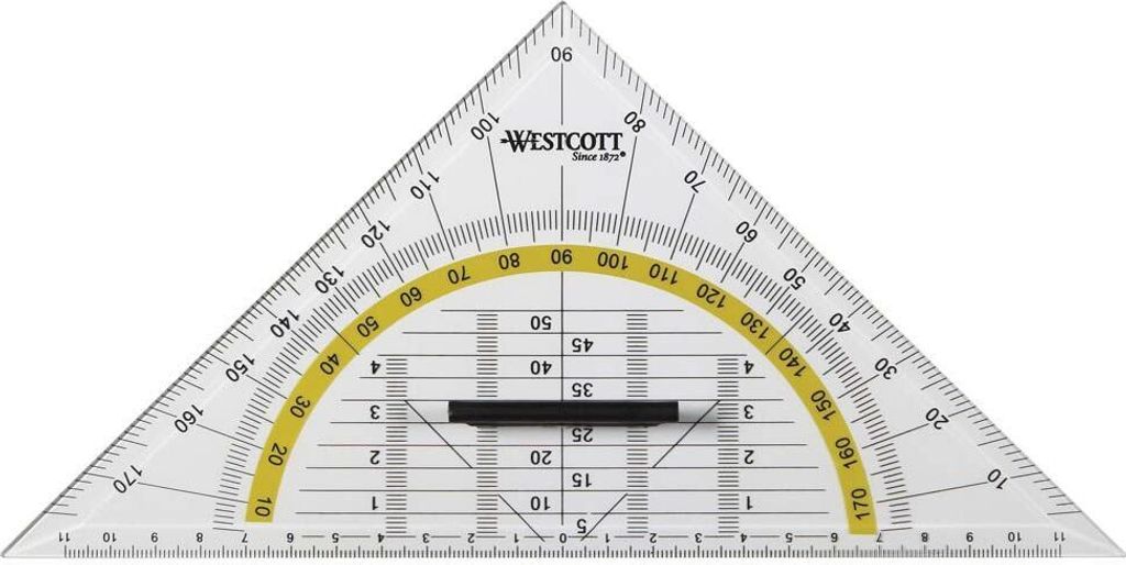 WESTCOTT Geodreieck Hypotenuse: 220 mm mit Griff Produktbild 