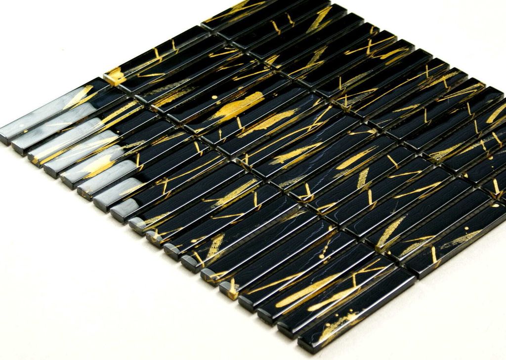 Schwarze Mosaikfliese „Aliseda Marmor“, Schwarzes Produktbild 