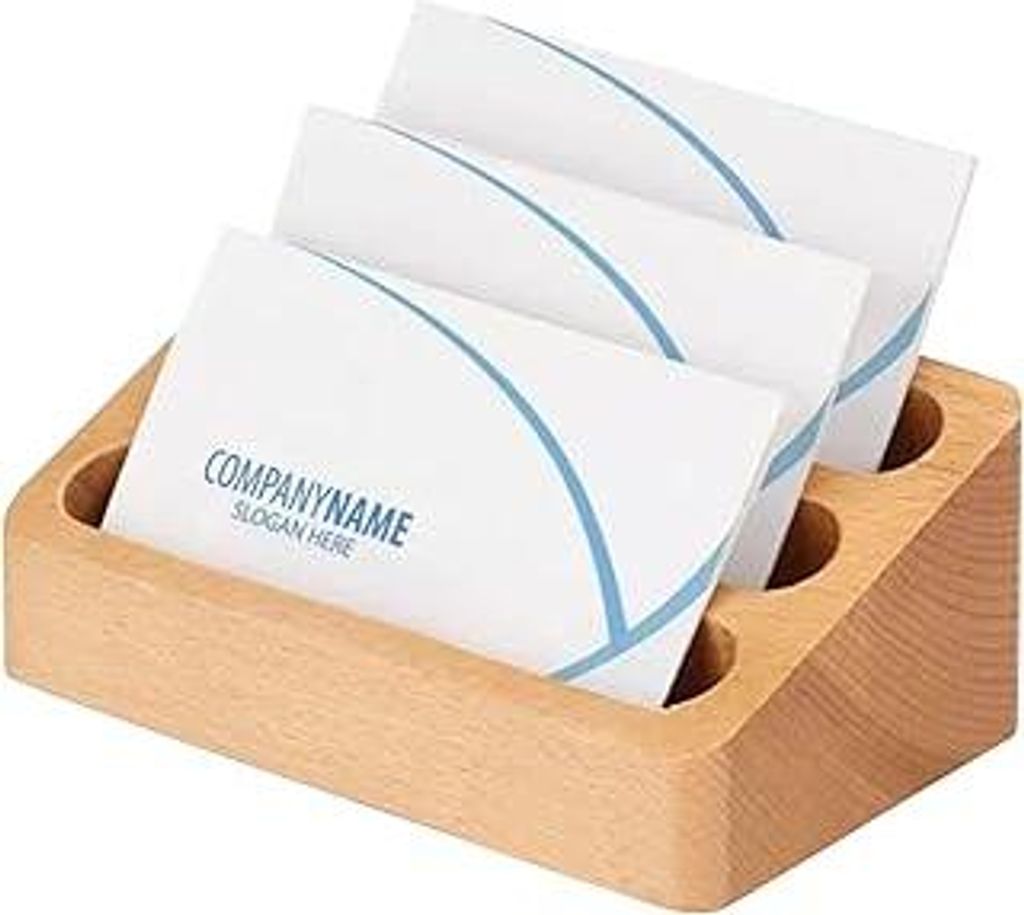 RoxNvm Kreative Visitenkartenständer, Visitenkartenhalter Holz Buche, Desktop Visitenkartenbox, kartenhalter ,Visitenkartenmappe, Dreischichtiger ...