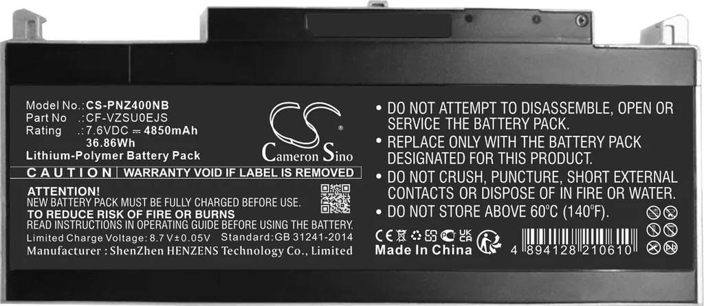 Batterie de Rechange Panasonic CF-RZ4 CF-RZ5 CF-RZ6 pour Travail Nomade