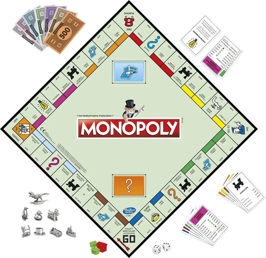 Monopoly Hasbro C1009791 avec Pions en Métal et Plateau de Jeu Standard