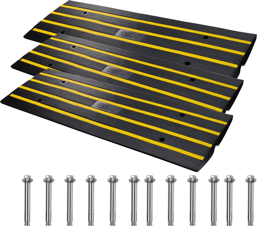 3xSchwellenrampe Türschwellenrampe Rampe Bordsteinrampe 122x40,5x6,5cm