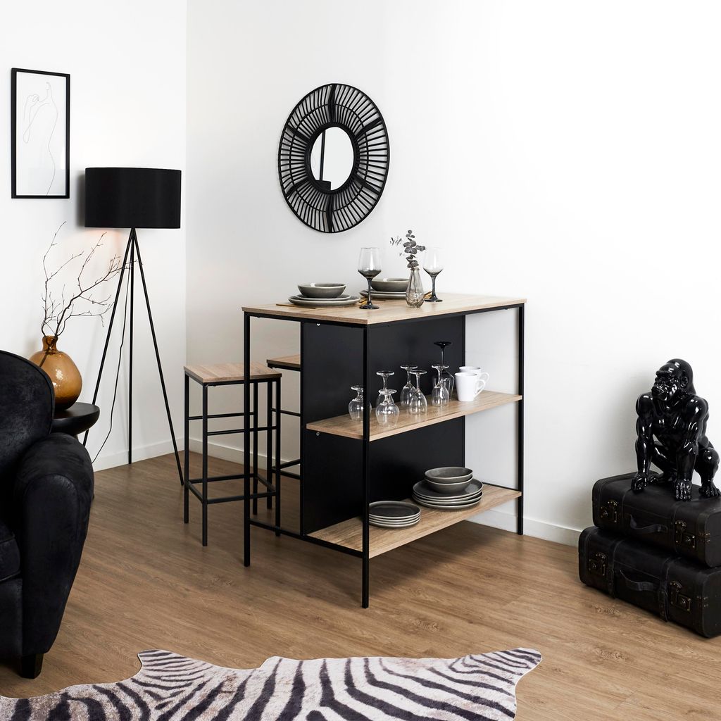 Ilot Tisch 2 schwarz Loka Hocker - Home Deco Factory