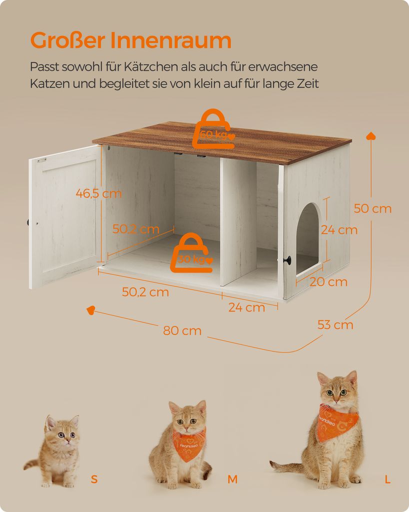 FEANDREA Katzentoilette,80x53x49,2cm,mit herausnehmbarem Produktbild 8