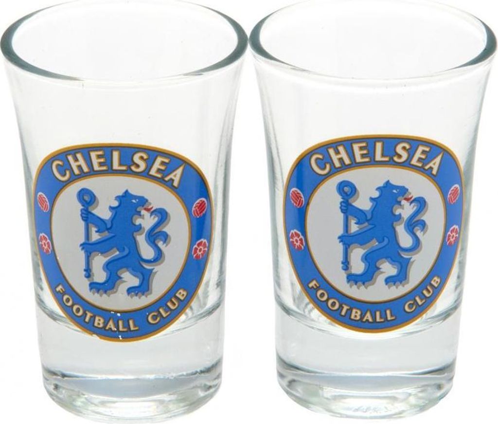 Chelsea FC Schnapsgläser, Wappen 2er-Pack TA5366 (Einheitsgröße) (Transparent/Blau/Weiß)