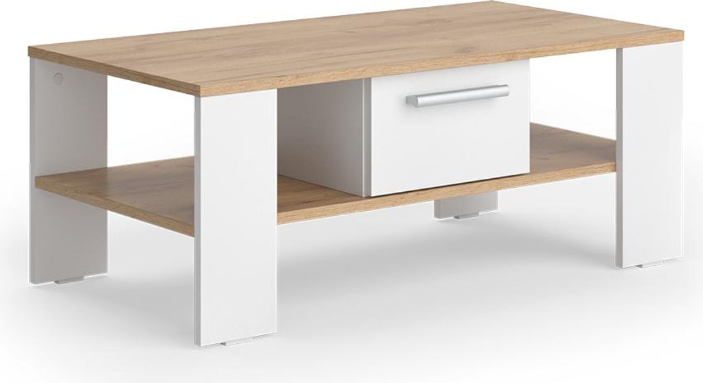 Couchtisch Vicco Wilmut Goldkraft Eiche/Weiß 89.8 x 46.4 cm Produktbild 