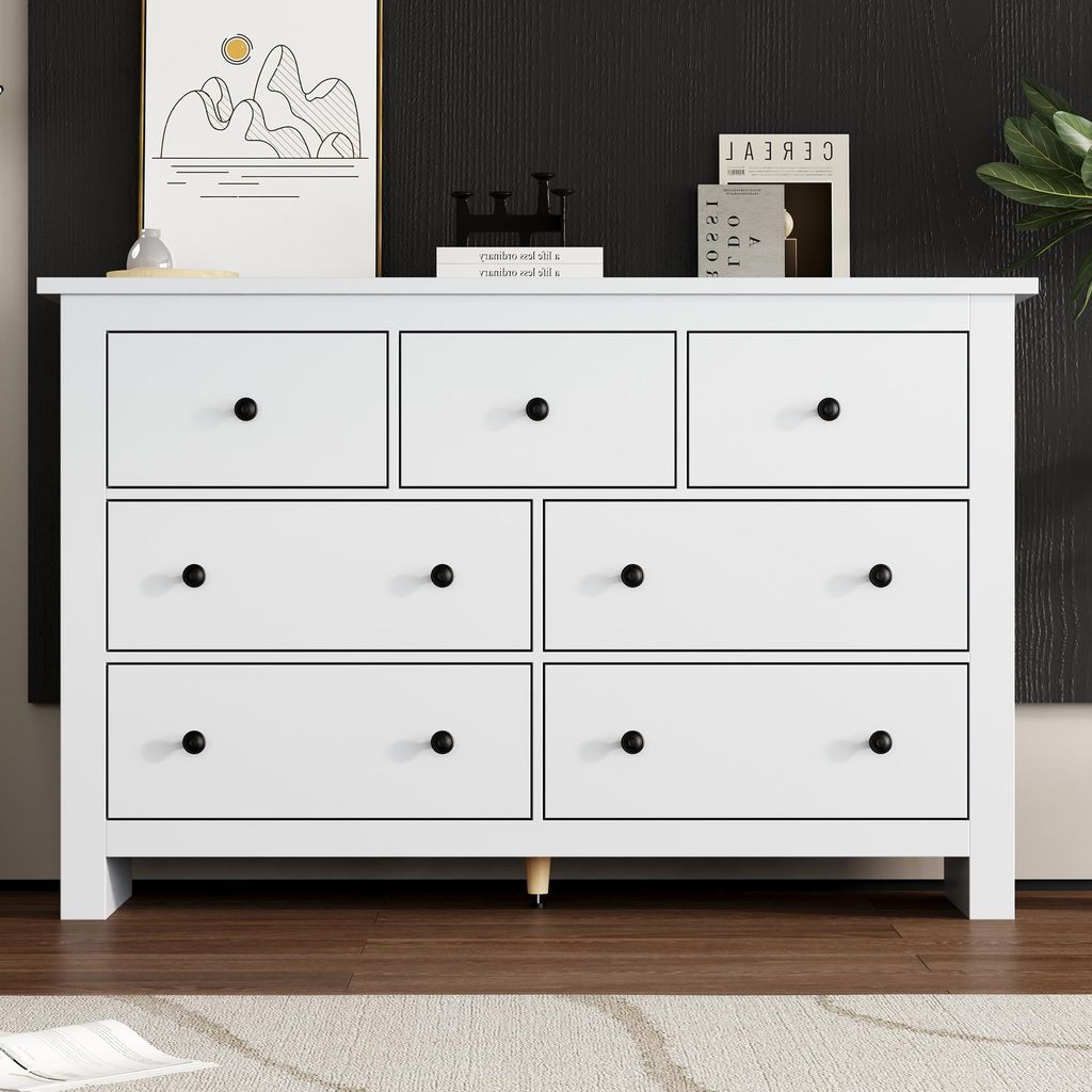 Fortuna Lai Moderne minimalistische große Kapazität Esszimmer Schrank mit mehreren Schubladen Buffet, weiß Kaffee Bar Schrank mit 7 Schubladen f...