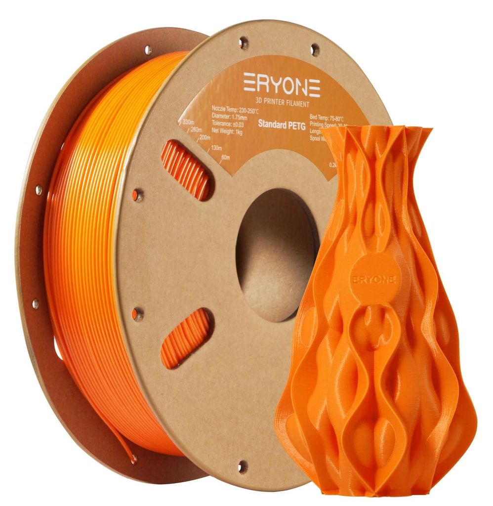 PETG Filament - 3D-Drucker Filament - 1,75 mm Durchmesser - 1 kg Spule - Maßgenauigkeit ±0,03 mm - FDM Druck 230–250 °C - Orange