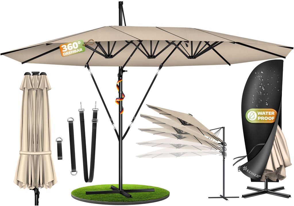 KESSER® Sonnenschirm Doppelsonnenschirm 4,6m x 2,7m | Produktbild 