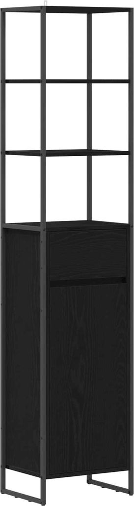 Badezimmerschrank mit Tür Schwarz Eichen-Optik 40 x 30 x 180 cm