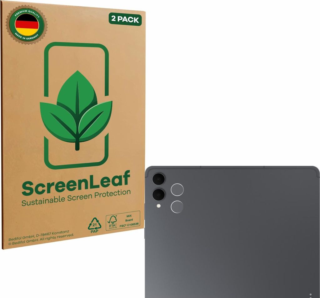 2x ScreenLeaf Schutzfolie für Samsung Galaxy Tab S11 Ultra (NUR Kameraschutz) nachhaltiger Displayschutz Display Schutz Folie Klar Transparent