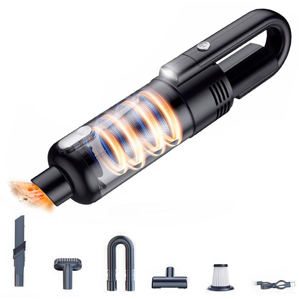 Kabelloser Handstaubsauger, LED Beleuchtung, 6500Pa Saugleistung, Type-C Ladegerät, Multifunktional, Tragbar für Auto, PC, Zuhause, Tisch, Staubs...