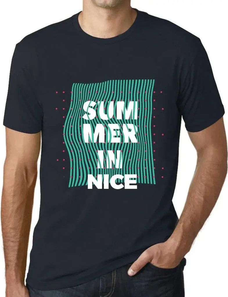 Herren Grafik T-Shirt Sommer in schön – Summer In Nice – Öko-Verantwortlich Vintage Jahrgang Kurzarm Lustige Druck Geburtstag Geschenk Mann