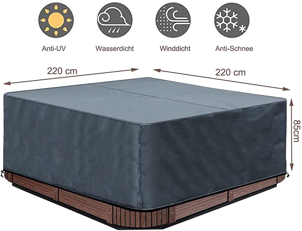 Climecare Abdeckung Whirlpools, Quadrat Allwetter Garten Produktbild 2