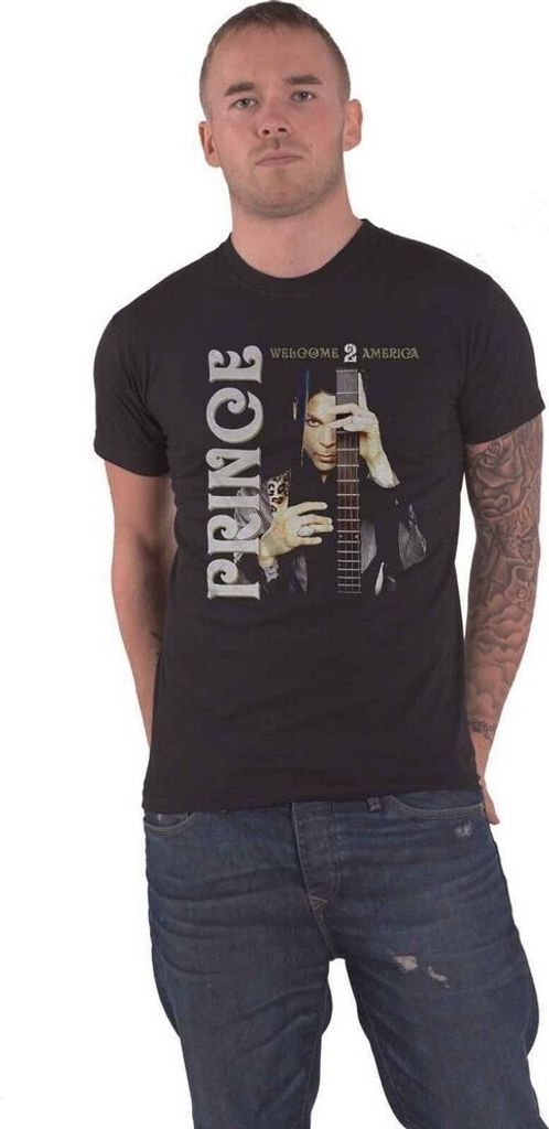 Prince - "Welcome 2 America" T-Shirt für Herren/Damen Uni RO2778 (XL) (Schwarz)
