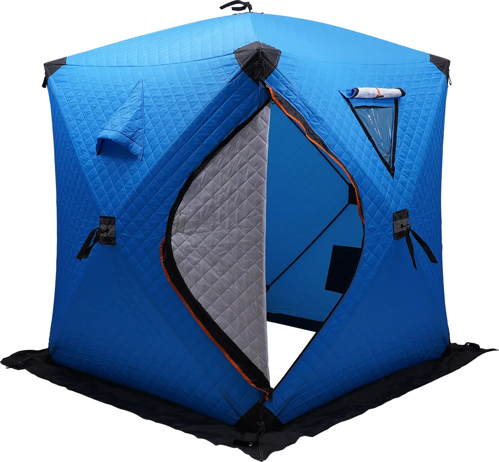 Tente de pêche sur glace portable 145x145x165cm bleue pour 2 personnes