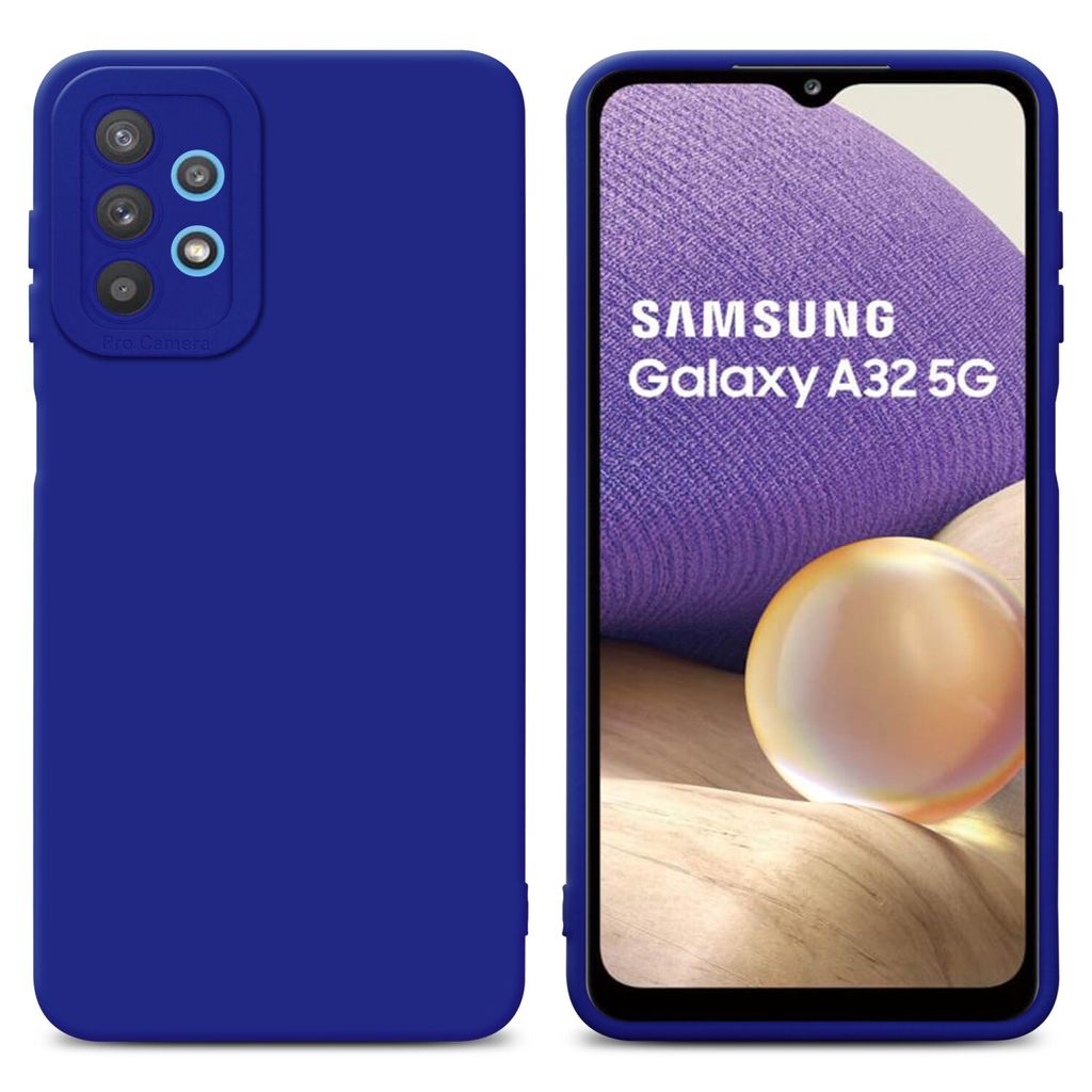 Cadorabo Hülle für Samsung Galaxy A32 5G Schutz Hülle in Blau TPU Silikon Etui Case Handyhülle