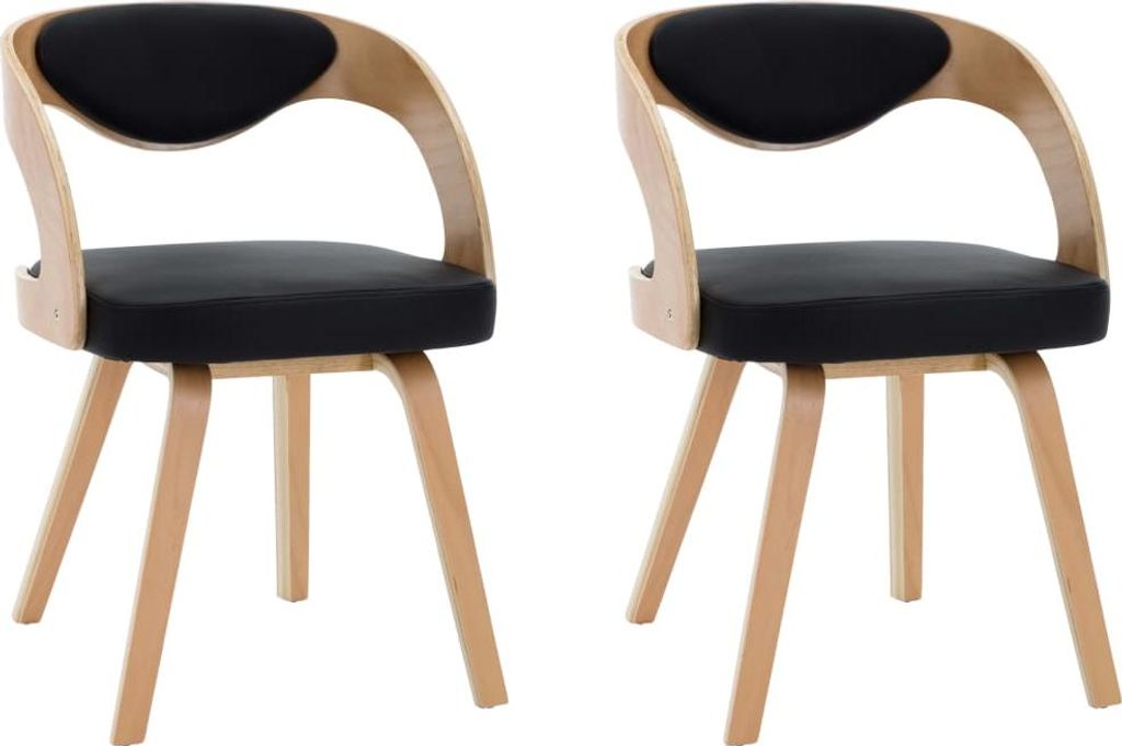 vidaXL Esszimmerstühle 2 Stk. Schwarz Bugholz und Produktbild 