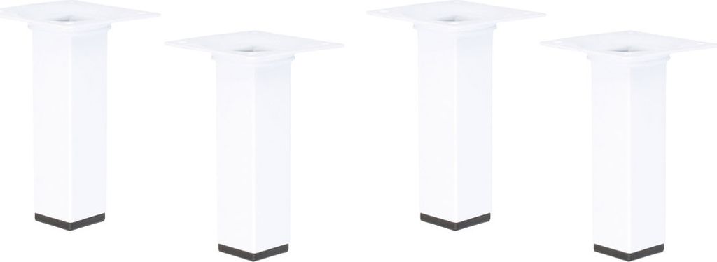 4er Set Möbelfüße Schrankfüße Weiss Eckig 25x25mm Sofafüße Produktbild 