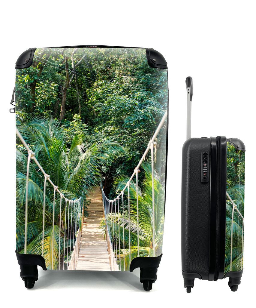 MuchoWow Koffer Handgepäck Trolley Rollkoffer Kleine Reisekoffer mit 4 Rollen - Dschungel - Palme - Brücke - Natur - Pflanzen - Cabin Size < 55...
