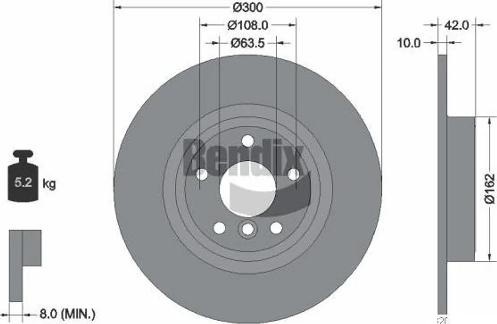 BENDIX BDS1607HC Disque de frein en fonte haute performance pour XE