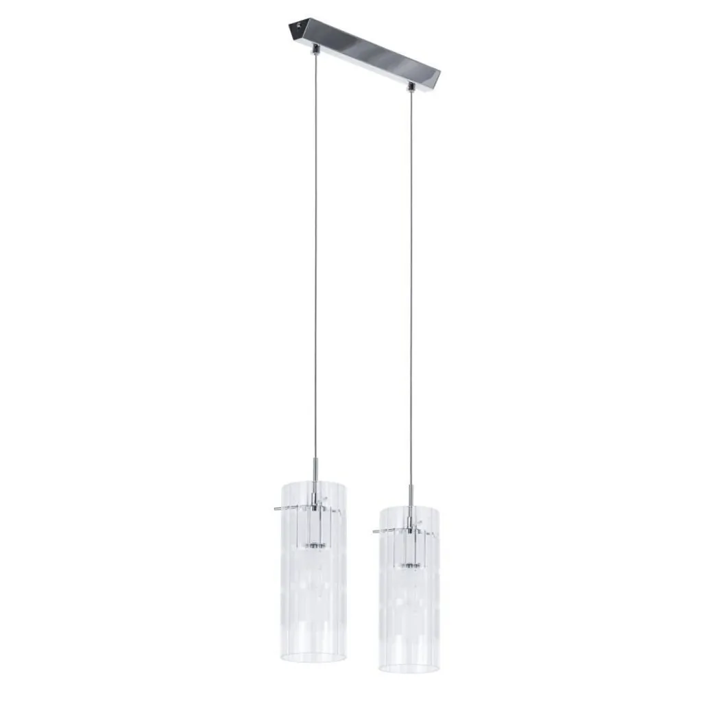 Lustre Suspension Moderne en Verre et Chrome Italux 120cm pour Salon