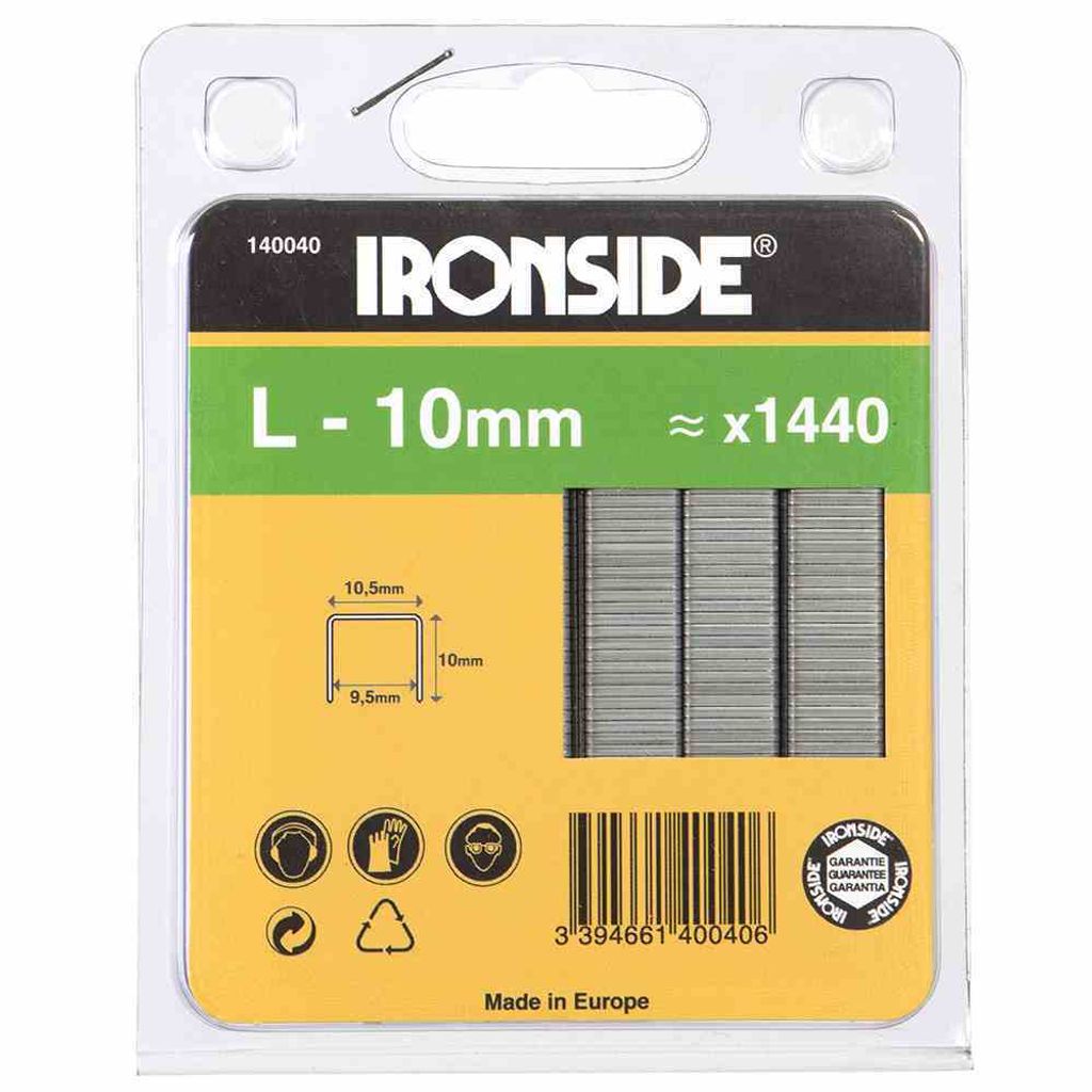 Ironside 140-040 Klammern 10mm Typ L, silber (1440er Pack)