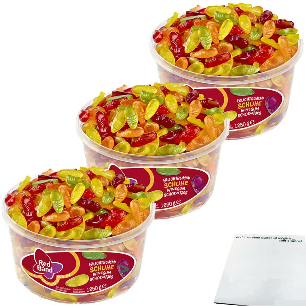 Red Band Fruchtgummi Schuhe 3er Pack (3x1250g Dose) + usy Block