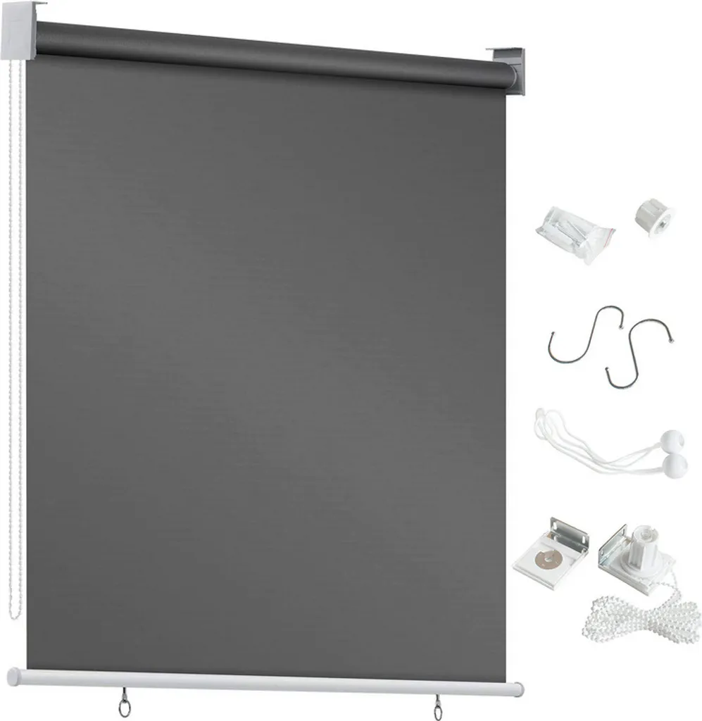 Yakimz tenda verticale 140 x 240 cm tenda da sole per balcone, tenda verticale resistente ai raggi UV, protezione dal vento e schermo per la privacy, in metallo e poliestere, antracite