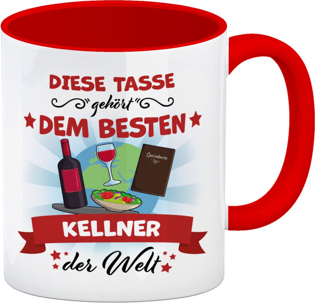 Bester Kellner der Welt Kaffeebecher Rot