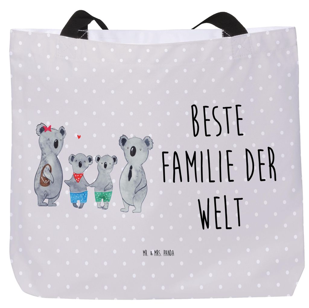 Mr. & Mrs. Panda Tote Bag Koala Familie zwei - Grau Pastell - Geschenk, Koalabär, Schultasche, Laptoptasche, Zusammen, Strandtasche, Stoffbeutel, ...