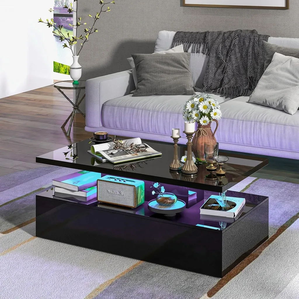 Table Basse Design pour Soirées Cinéma avec LED Multicolores Salon - 2