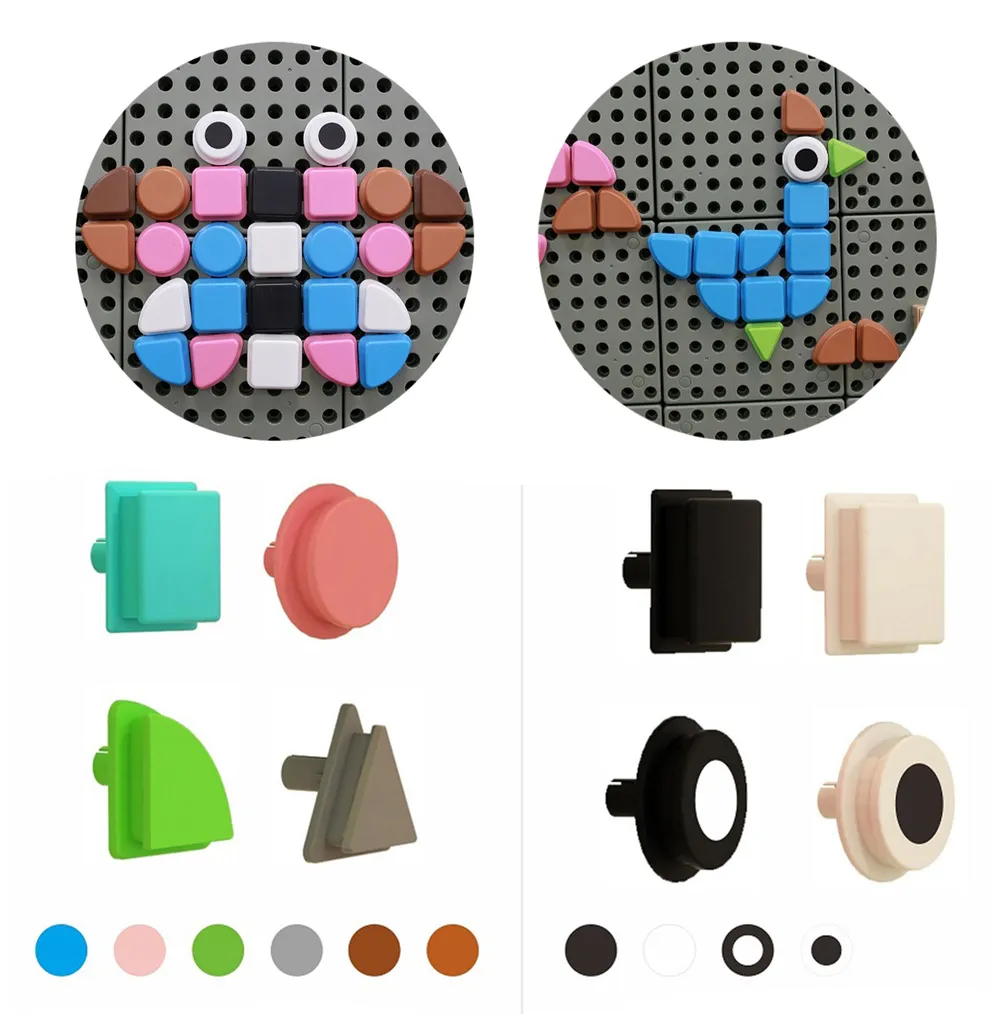 Chevilles de Forme Géométrique Masterkidz en Plastique Robuste, 64 pcs