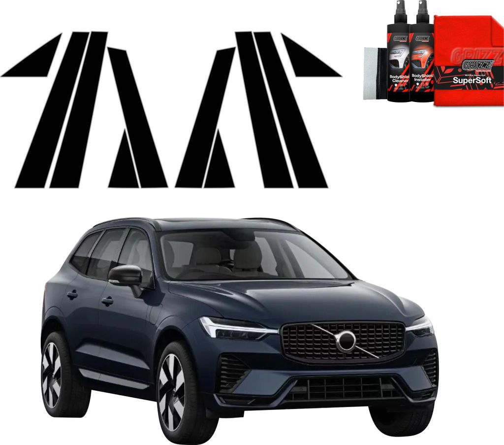 6in1 Schwarze Grizz Protector schutzfolie für B-C-Säule - Volvo XC60 2 (2022-2025)