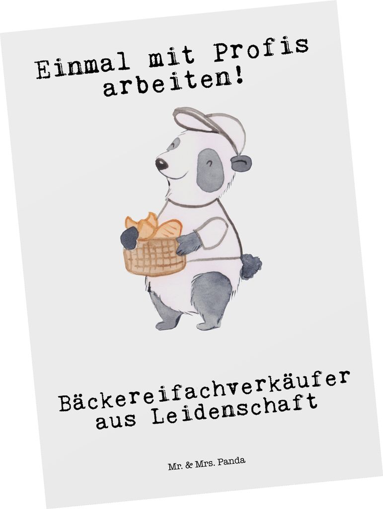 Mr. & Mrs. Panda Postkarte Bäckereifachverkäufer Leidenschaft - Weiß - Geschenk, Ansichtskarten, Postkarten, Backstube, Lustig, Bäckerei, Spruc...