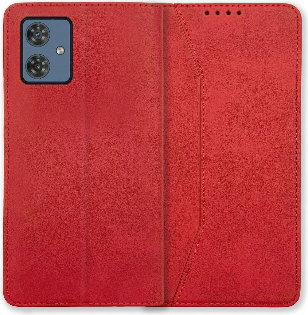 Bookstyle 'Premium' Schutzhülle Klapphülle Schutztasche Etui Cover für Motorola Moto G54 5G - Rot