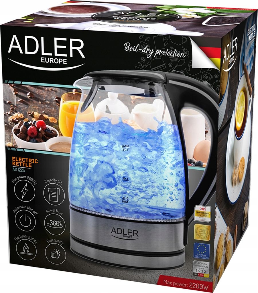 Szklany czajnik Adler ze stali nierdzewnej | 1,7 litra | Zdjęcie produktu 24