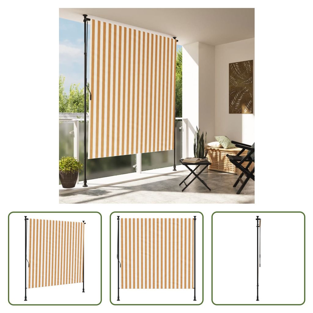 The Living Store Außenrollo Orange und Weiß 200x270 cm Stoff und Stahl