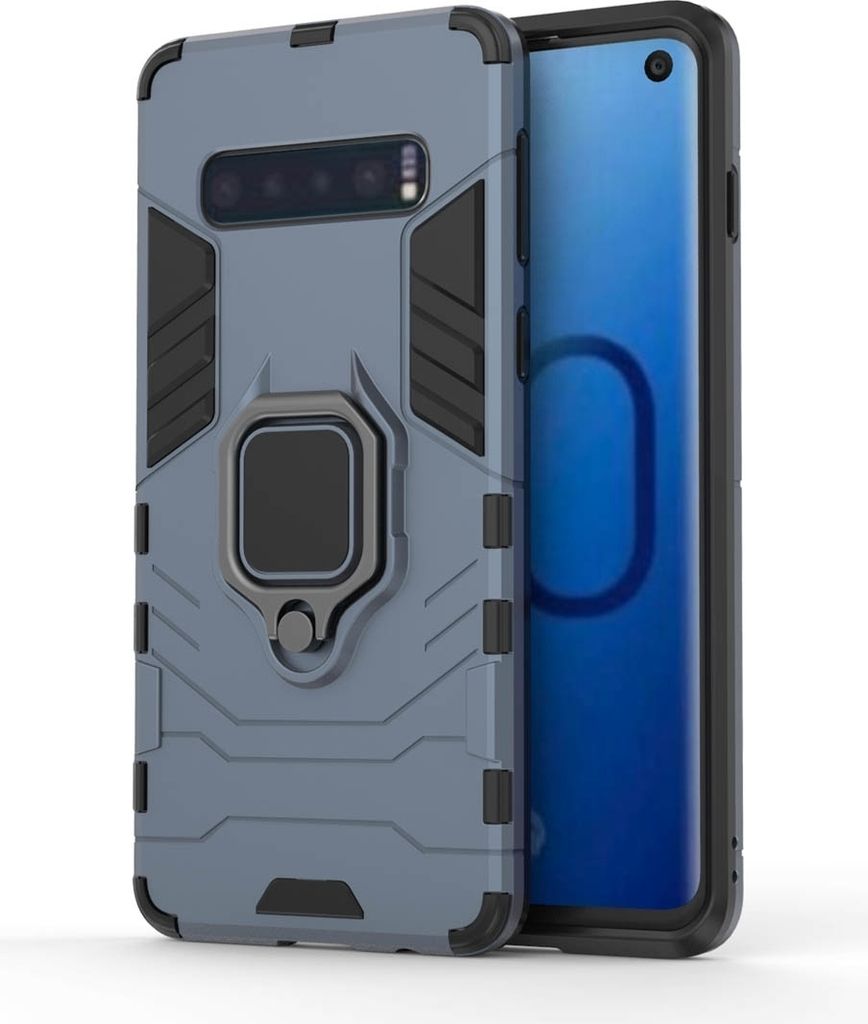 Mobigear Armor Ring Samsung Galaxy S10 Hülle Hardcase Backcover Stoßfest mit Ringhalter - Marineblau