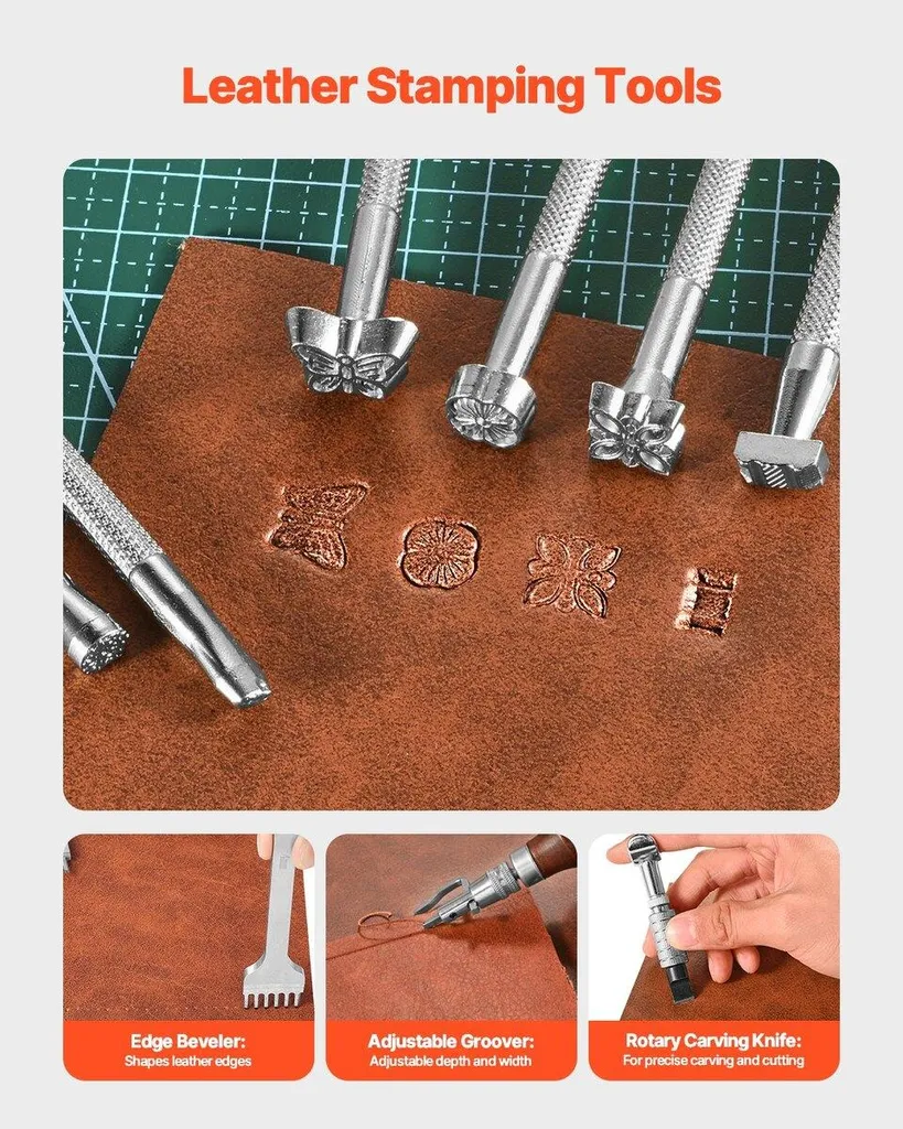 Set complet de maroquinerie 59 accessoires pour artisanat et couture cuir - 3