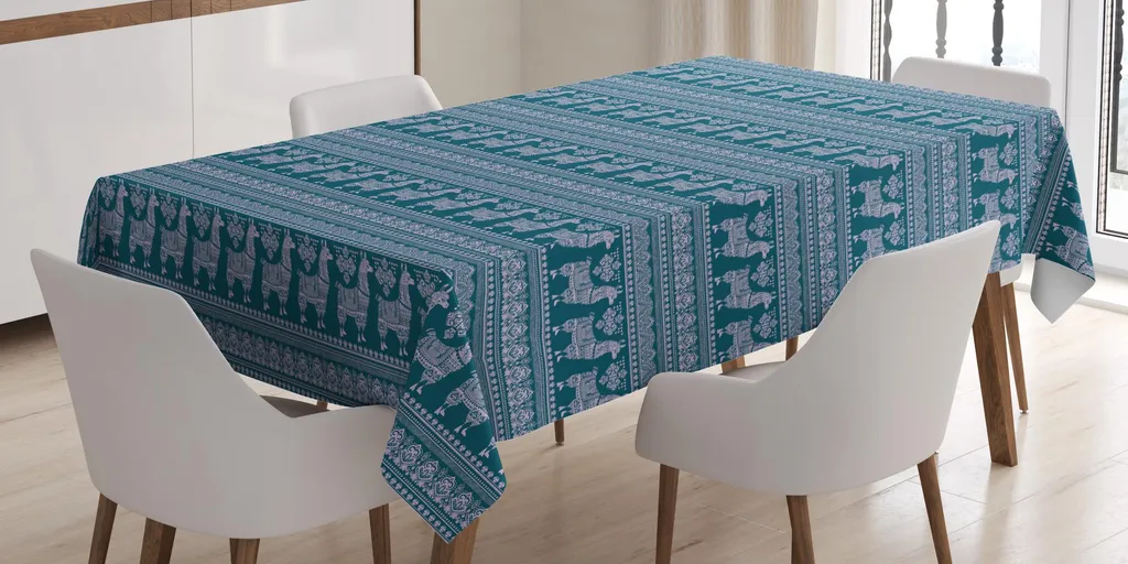 Offerta Tovaglia Abakuhaus 140x240 Etnica - Alpaca e Lama Verde/Viola