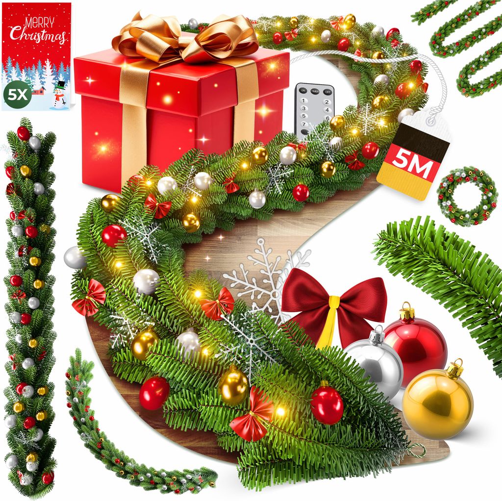 KESSER® Weihnachtsgirlande LED Beleuchtung Girlande Produktbild 