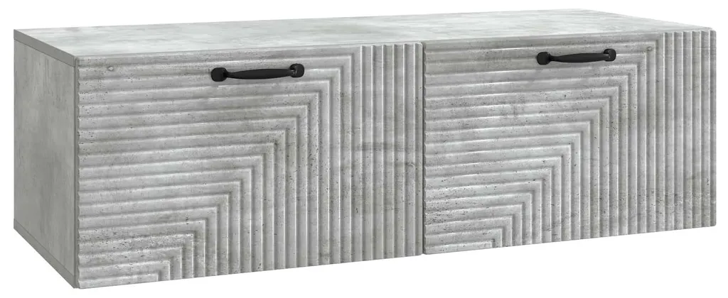 Meuble bas TV suspendu gris béton pour salon et studio urbain