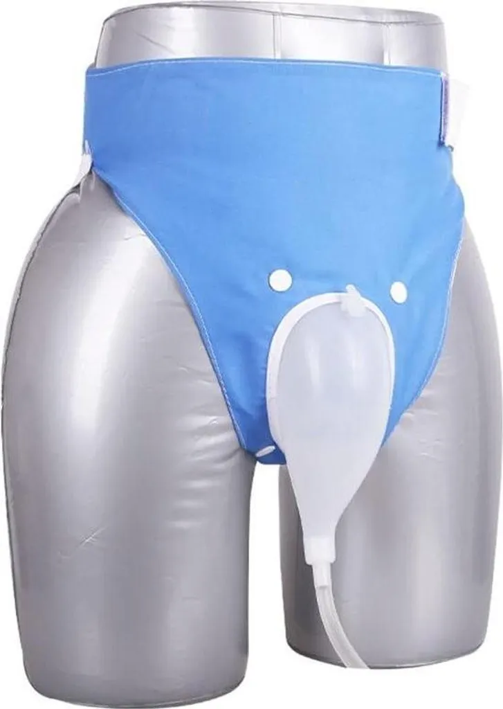 Poche à urine lavable bleue en silicone médical avec cathéter de confort