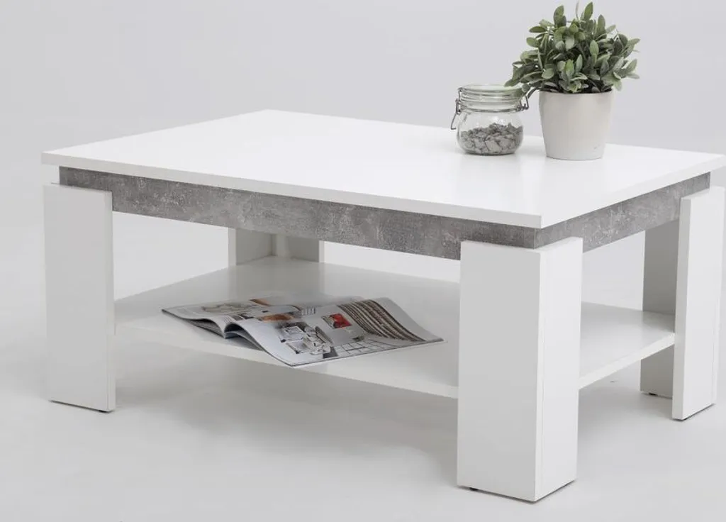 Table basse rectangulaire avec étagère basse effet béton Tim - 9