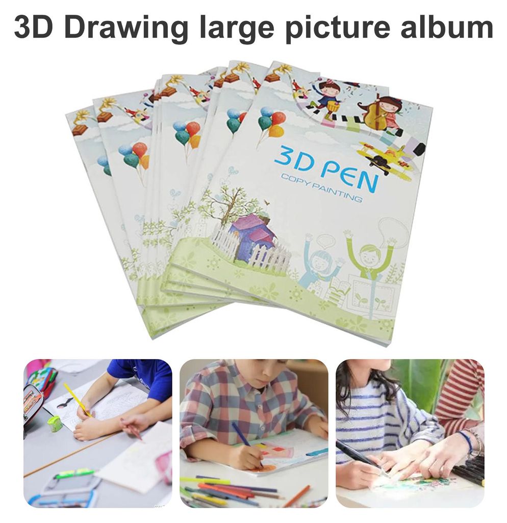 3D -Druckalbum Multifunktional verschiedene Muster leuchtende Farben A4 Größe Malerei DIY 3D -Stift -Vorlage Papierbuch Kinderspielzeug für Schule